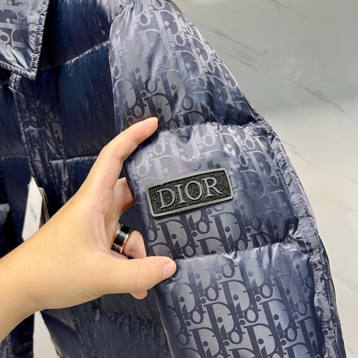 D*or oblique quilted jacket navy technical jacquard