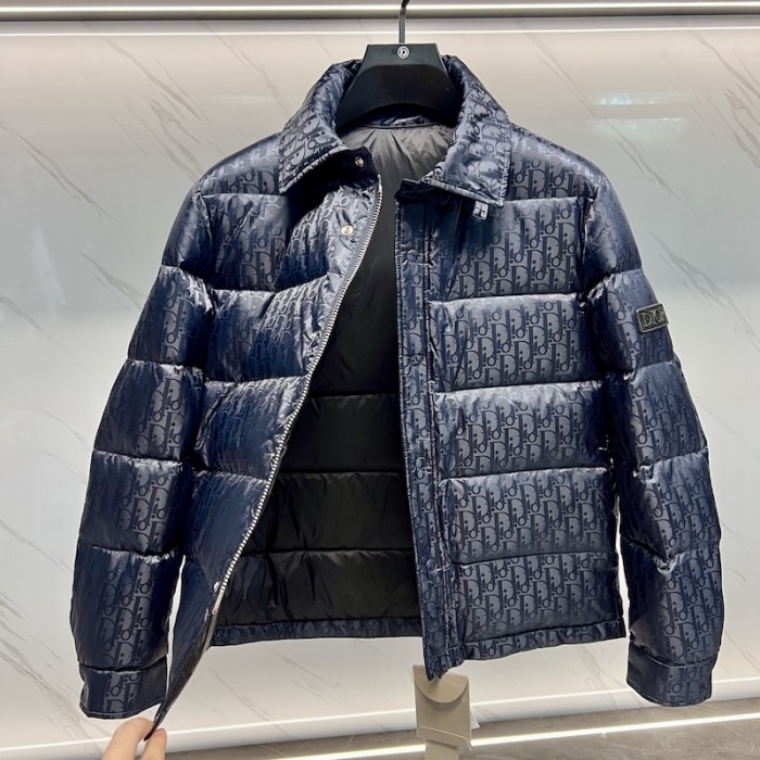 D*or oblique quilted jacket navy technical jacquard