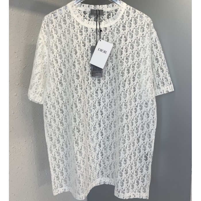 D*or oblique t shirt white technical jersey