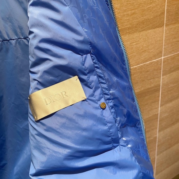 D*or oblique sleeveless down jacket vest blue