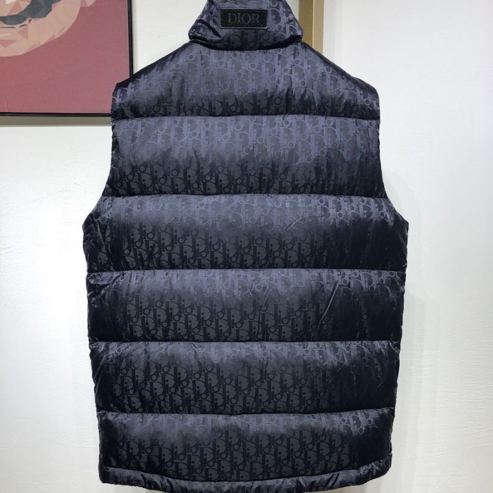 D*or oblique sleeveless down jacket vest navy blue