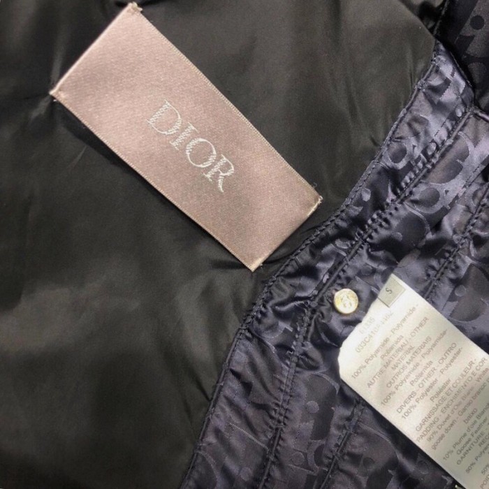 D*or oblique sleeveless down jacket vest navy blue