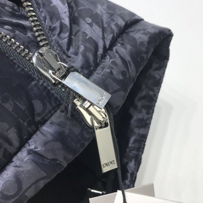 D*or oblique sleeveless down jacket vest navy blue