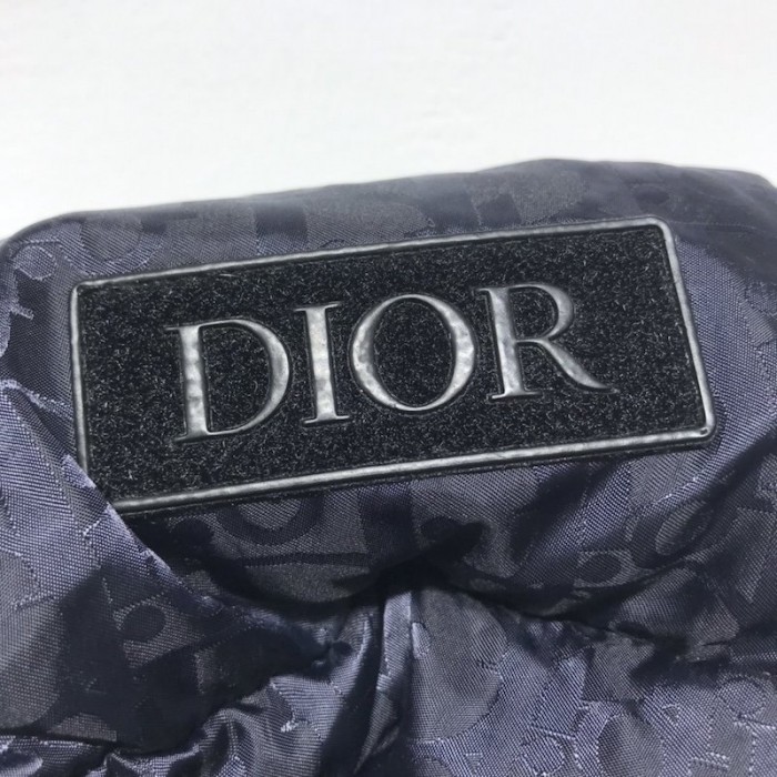 D*or oblique sleeveless down jacket vest navy blue