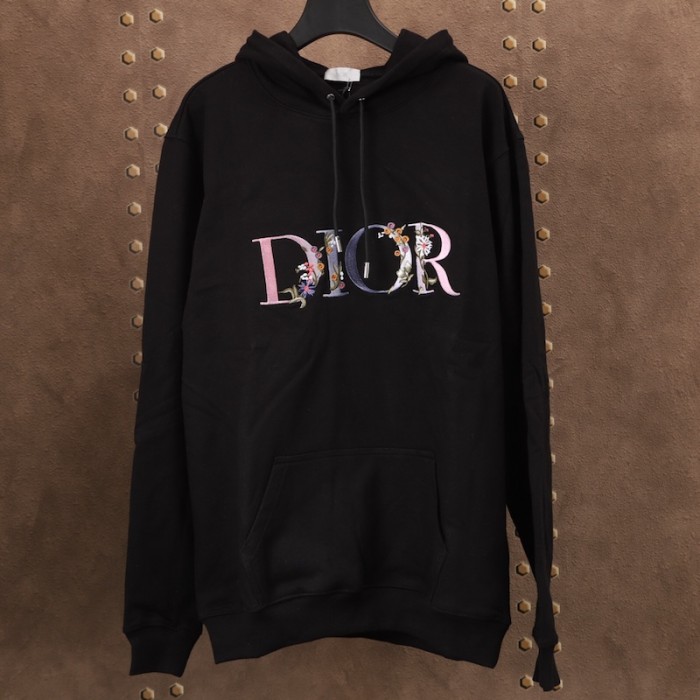 D*or oversized D*or flowers hoodies cotton black