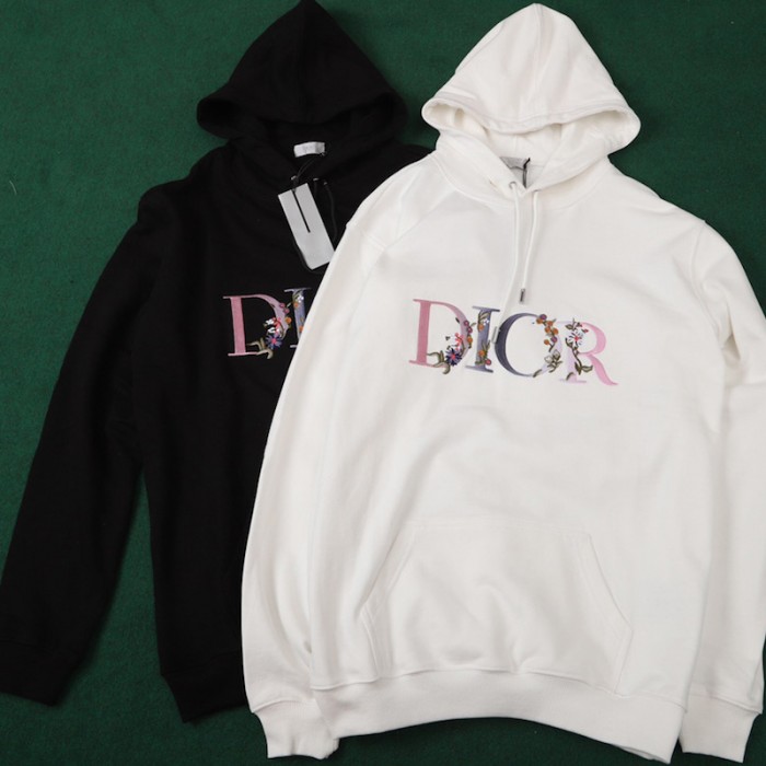 D*or oversized D*or flowers hoodies cotton white