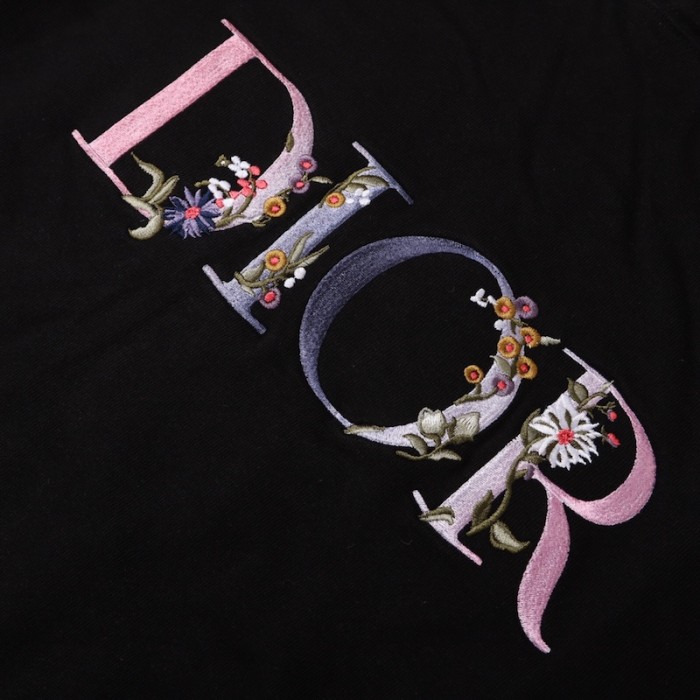 D*or oversized D*or flowers hoodies cotton black