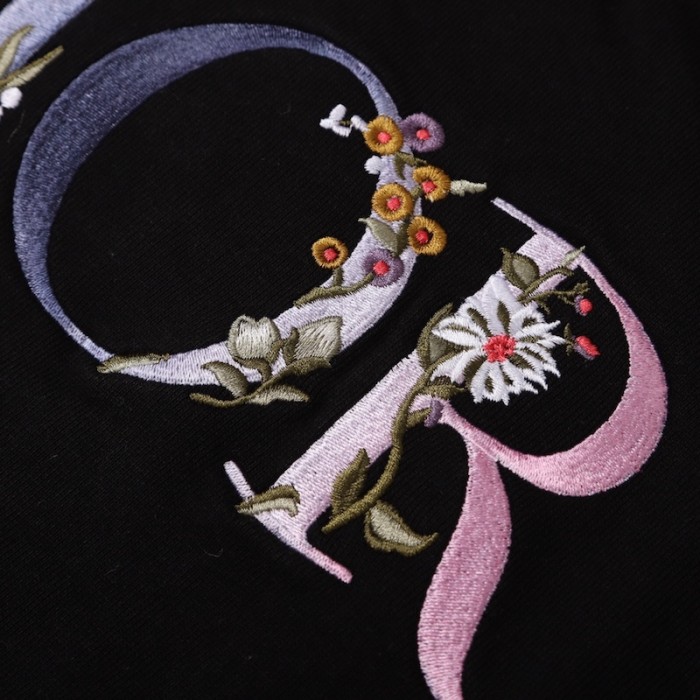 D*or oversized D*or flowers hoodies cotton black