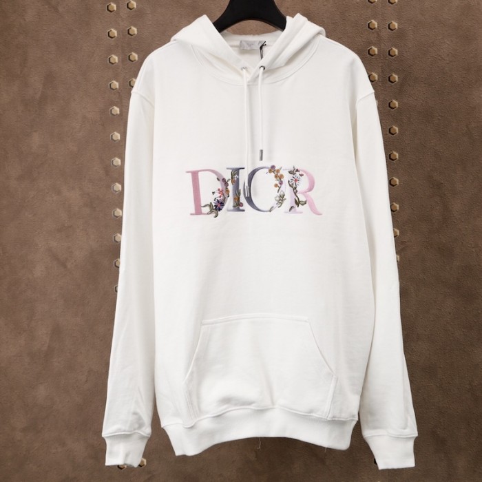 D*or oversized D*or flowers hoodies cotton white