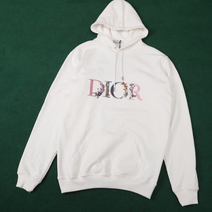 D*or oversized D*or flowers hoodies cotton white