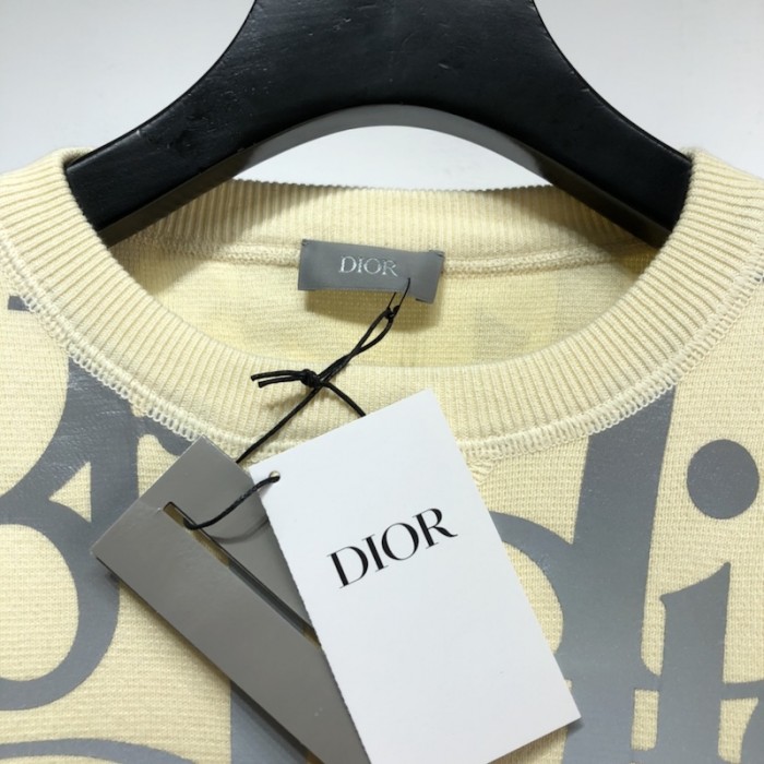D*or oversized reflective D*or oblique sweater wool jersey cream