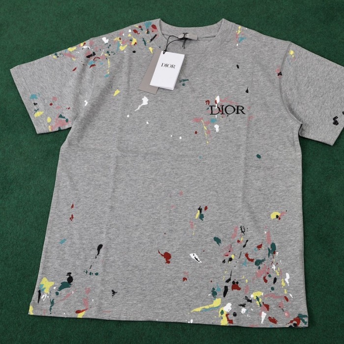 D*or oversized D*or tshirt with paint print gray