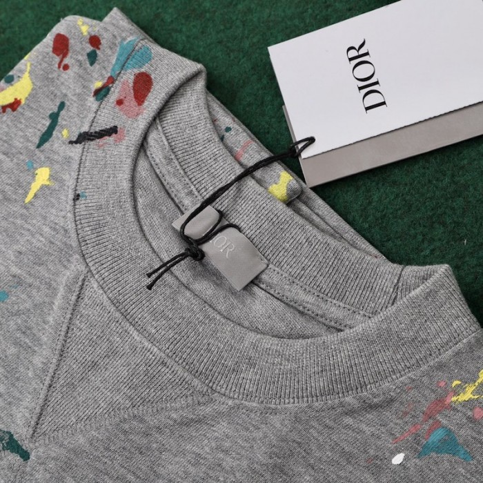 D*or oversized D*or tshirt with paint print gray