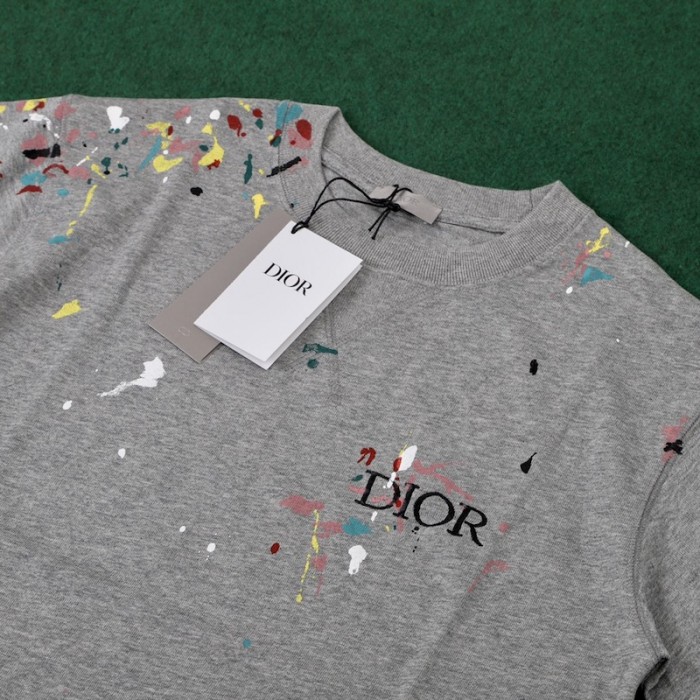 D*or oversized D*or tshirt with paint print gray
