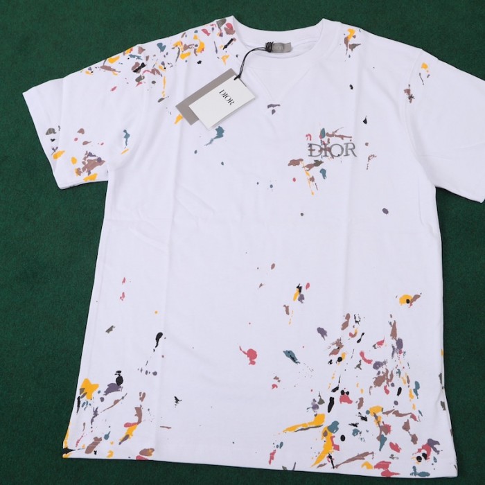 D*or oversized D*or tshirt with paint print white