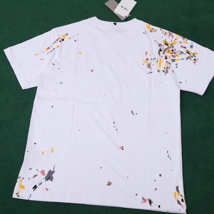 D*or oversized D*or tshirt with paint print white