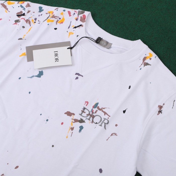 D*or oversized D*or tshirt with paint print white