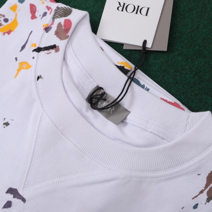 D*or oversized D*or tshirt with paint print white