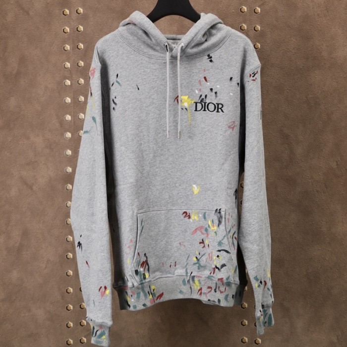D*or paint print hoodies gray