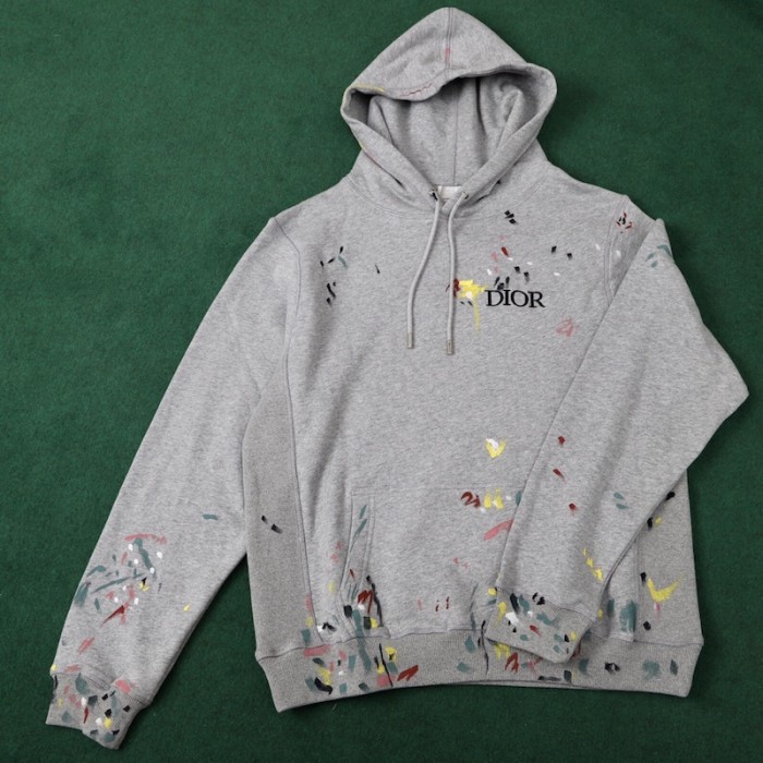 D*or paint print hoodies gray