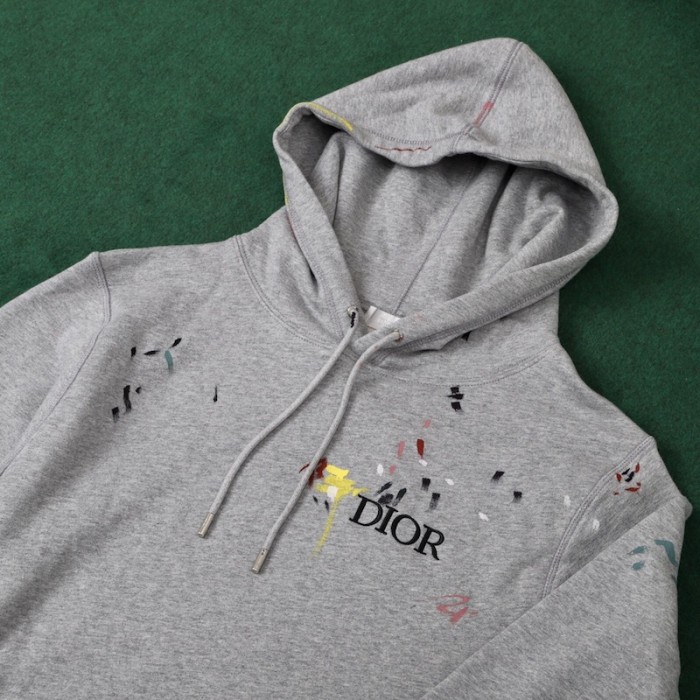 D*or paint print hoodies gray
