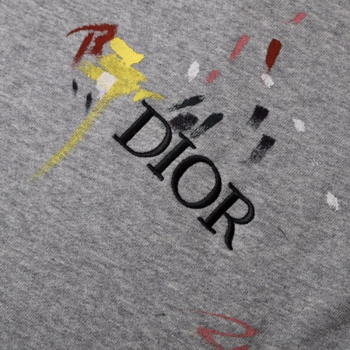 D*or paint print hoodies gray