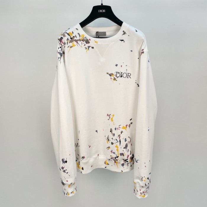 D*or paint print sweatshirt white
