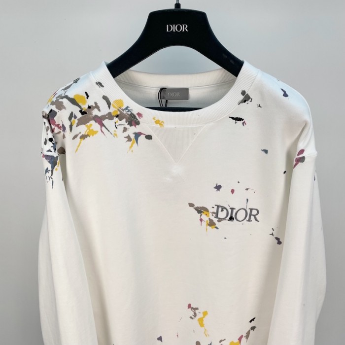 D*or paint print sweatshirt white