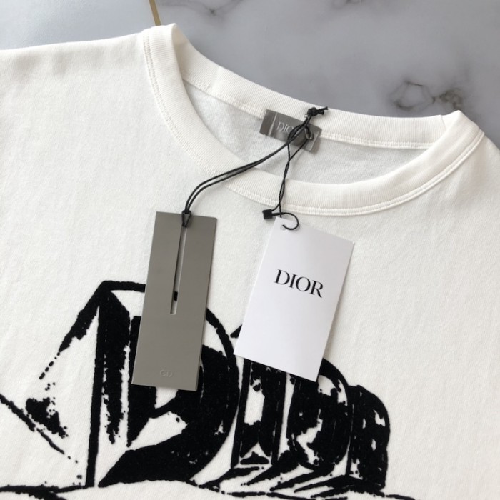 D*or relaxed-fit t-shirt white slub cotton jersey