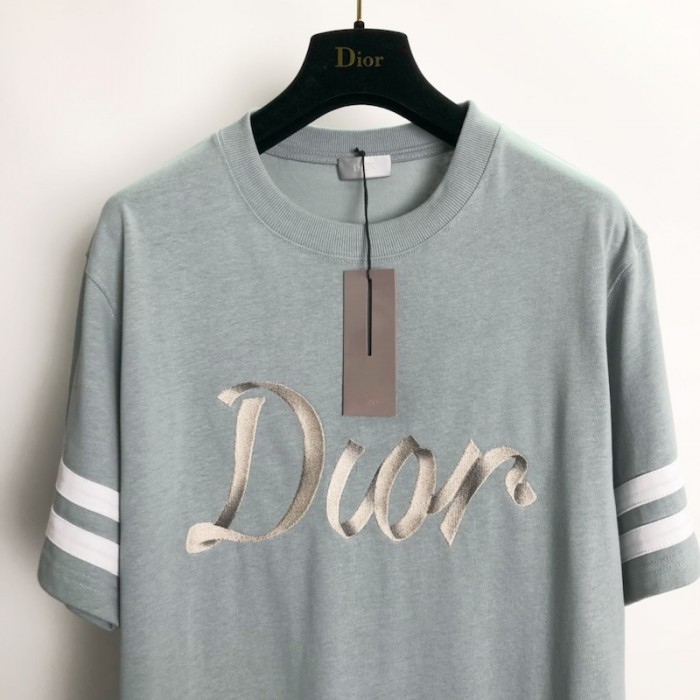D*or relaxed-fit t-shirt blue organic cotton compact jersey