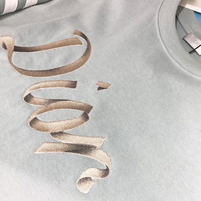 D*or relaxed-fit t-shirt blue organic cotton compact jersey