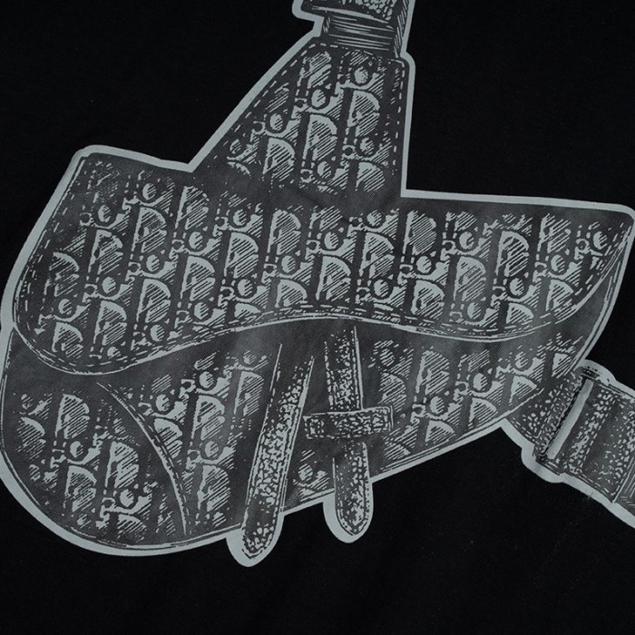 D*or saddle bag printed compact cotton t shirt black