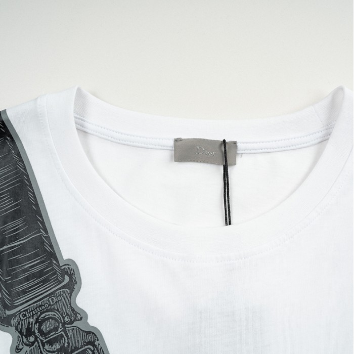 D*or saddle bag printed compact cotton t shirt white