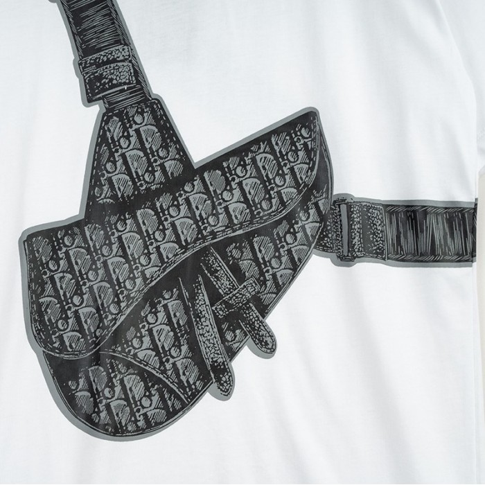 D*or saddle bag printed compact cotton t shirt white