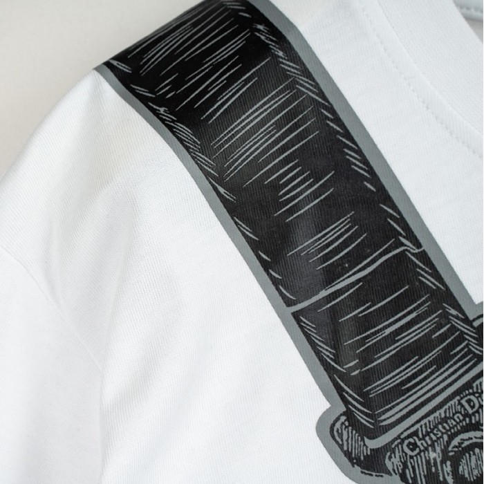 D*or saddle bag printed compact cotton t shirt white