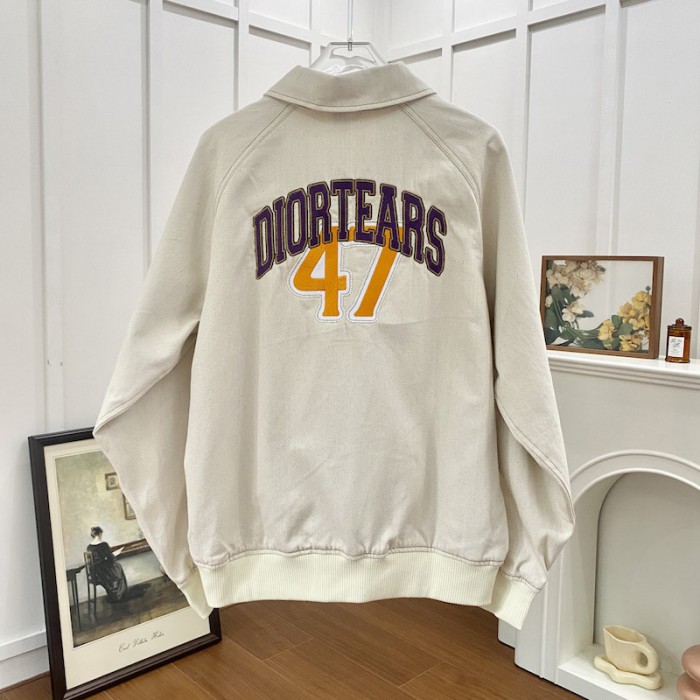D*or tears zipped blouson white cotton twill