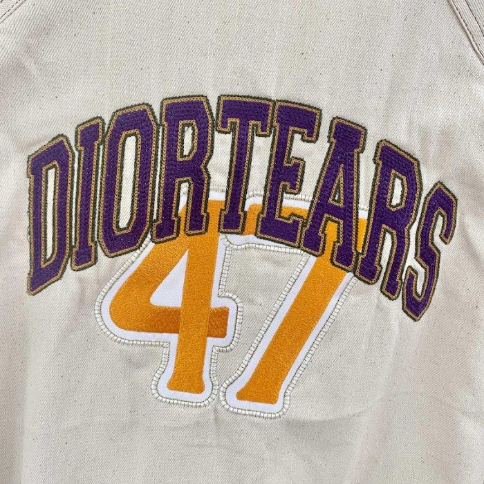 D*or tears zipped blouson white cotton twill