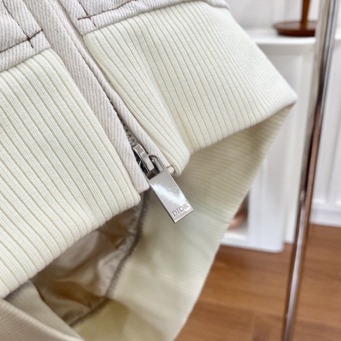 D*or tears zipped blouson white cotton twill
