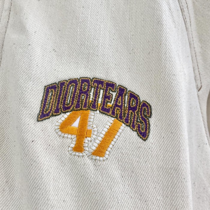 D*or tears zipped blouson white cotton twill