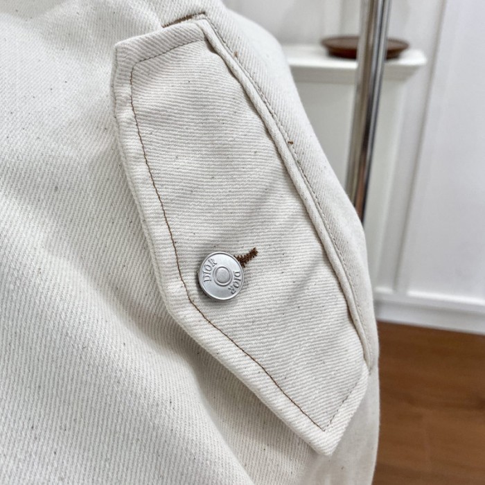 D*or tears zipped blouson white cotton twill