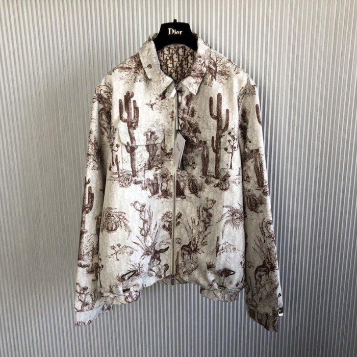 D*or blouson brown and white double sided technical canvas