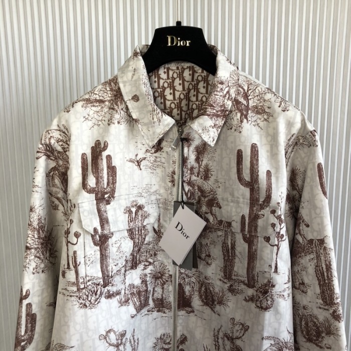 D*or blouson brown and white double sided technical canvas