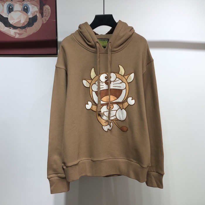 doraemon x G*u*i hooded sweatshirt brown