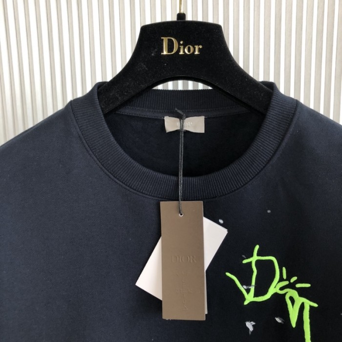 oversized cactus jack D*or sweatshirt black cotton fleece