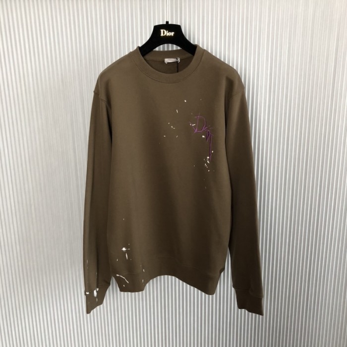 oversized cactus jack D*or sweatshirt brown cotton fleece