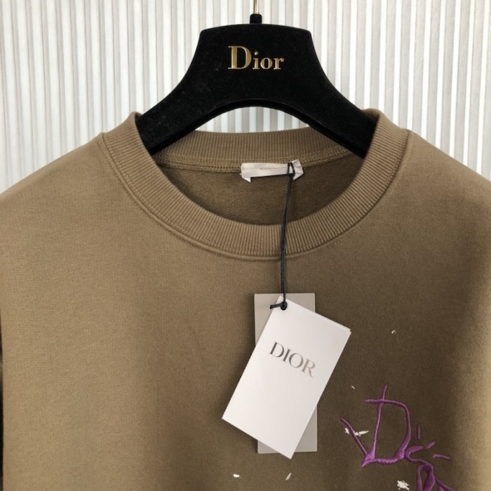 oversized cactus jack D*or sweatshirt brown cotton fleece