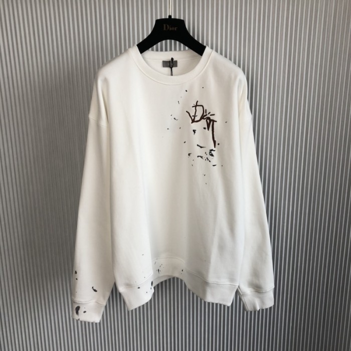 oversized cactus jack D*or sweatshirt white cotton fleece