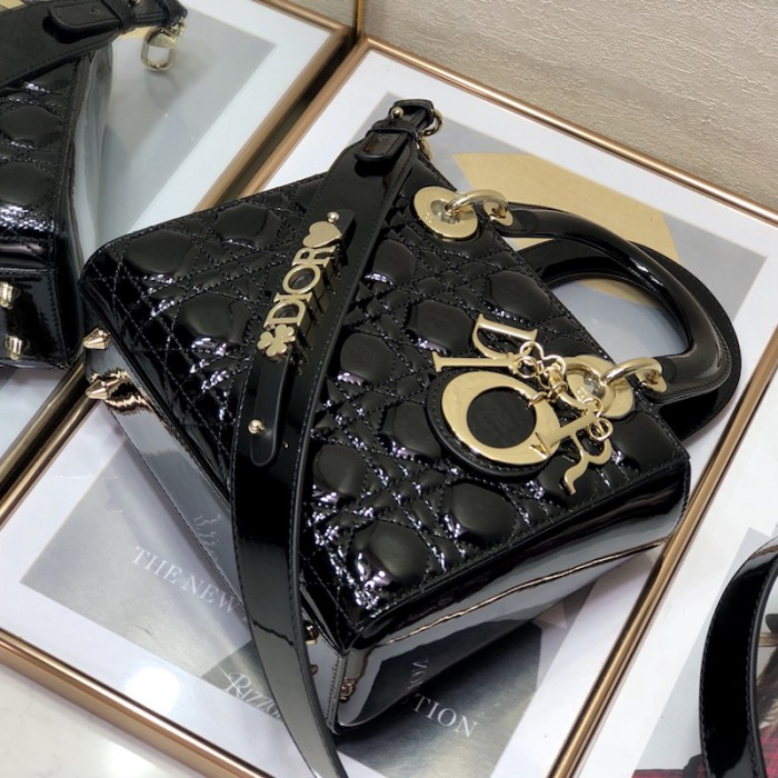 small lady D*or my abcD*or bag black patent