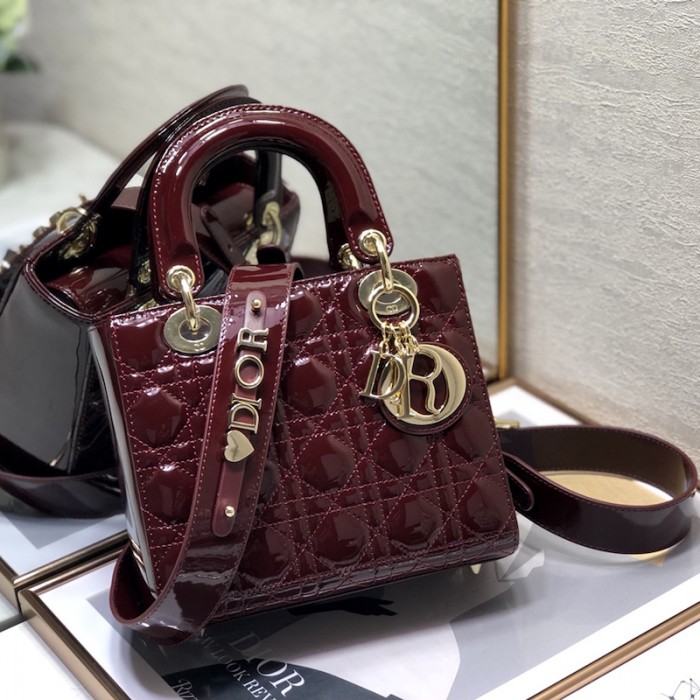 small lady D*or my abcD*or bag burgundy patent