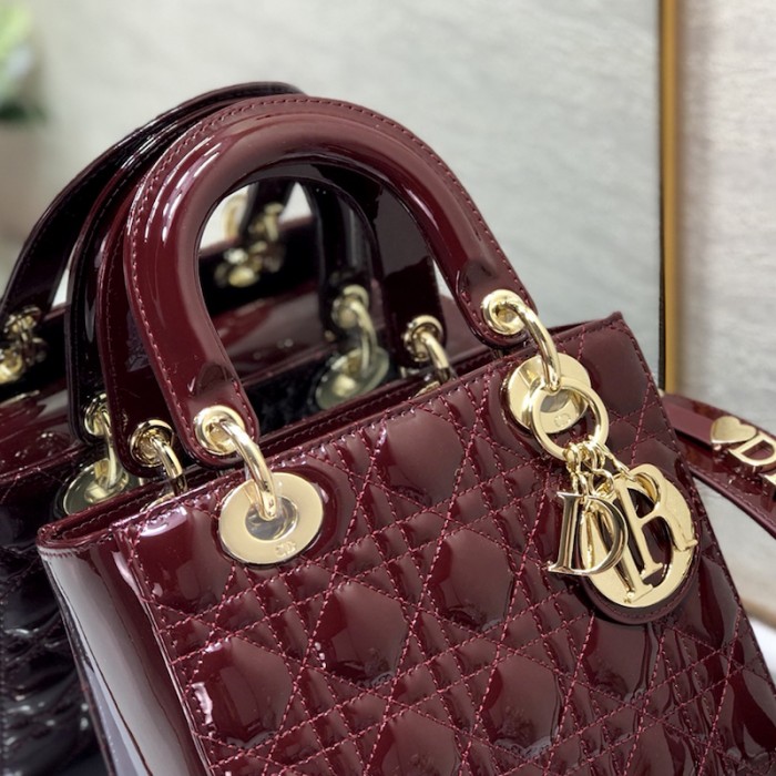 small lady D*or my abcD*or bag burgundy patent